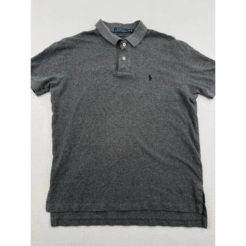 Polo‎ Ralph Lauren Classic Fit Mens M Short Sleeve Pique Polo Charcoal Gray